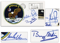 Apollo 11 Crew-Signed Type Three Insurance Cover -- Signed by Neil Armstrong, Buzz Aldrin and Michael Collins